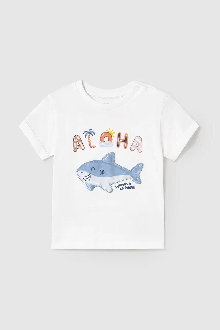 Mayoral tricou de bumbac pentru copii culoarea alb, cu imprimeu, 1066