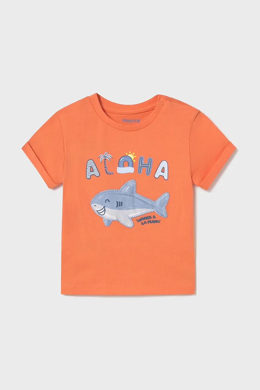 Mayoral tricou de bumbac pentru copii culoarea portocaliu, cu imprimeu, 1066