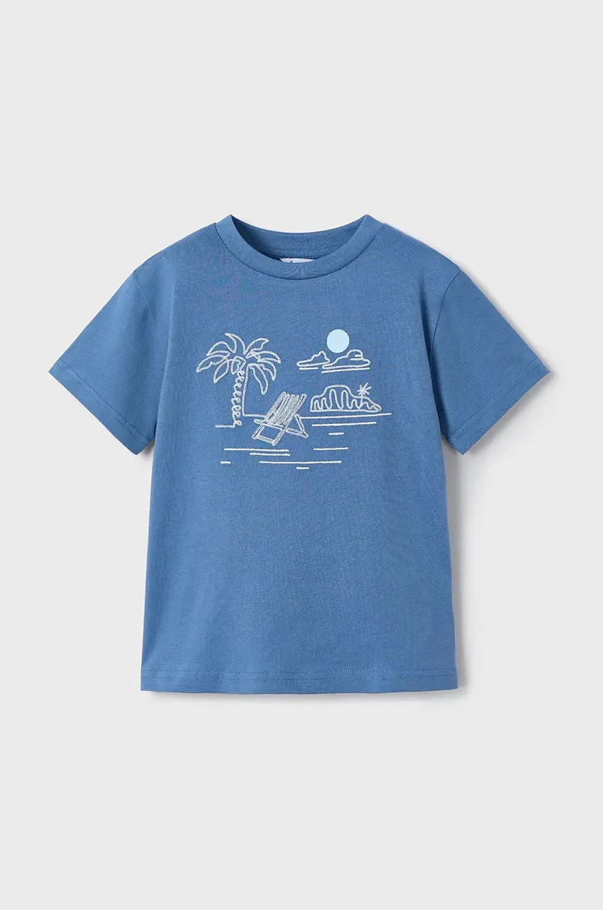 Mayoral tricou copii culoarea albastru marin, cu imprimeu, 3026