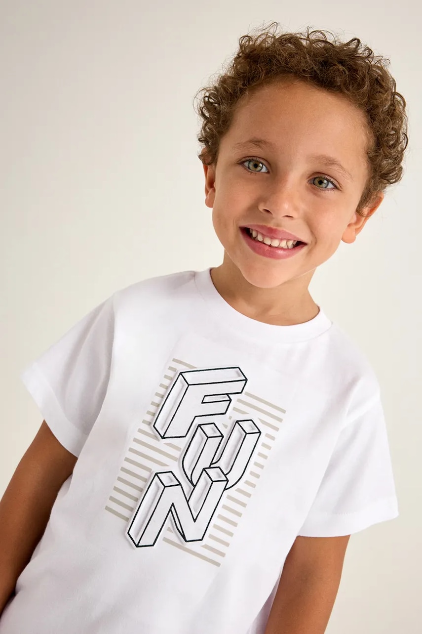 Mayoral tricou de bumbac pentru copii culoarea alb, cu imprimeu, 3027