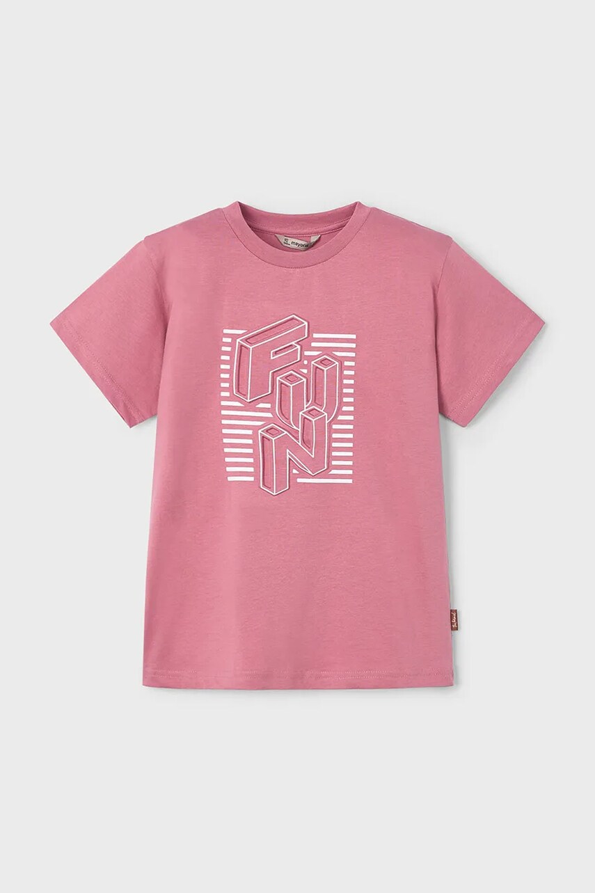 Mayoral tricou de bumbac pentru copii culoarea roz, cu imprimeu, 3027