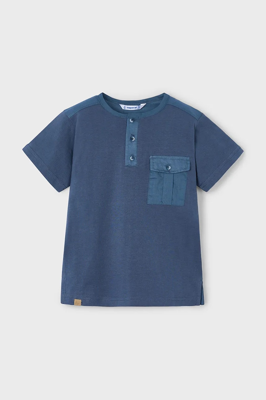 Mayoral tricou de bumbac pentru copii culoarea albastru marin, neted, 3033