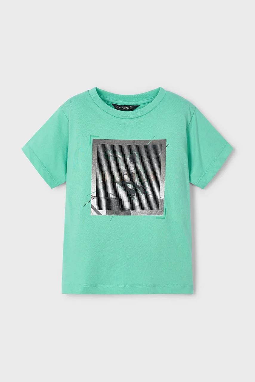 Mayoral tricou de bumbac pentru copii culoarea verde, cu imprimeu, 3035