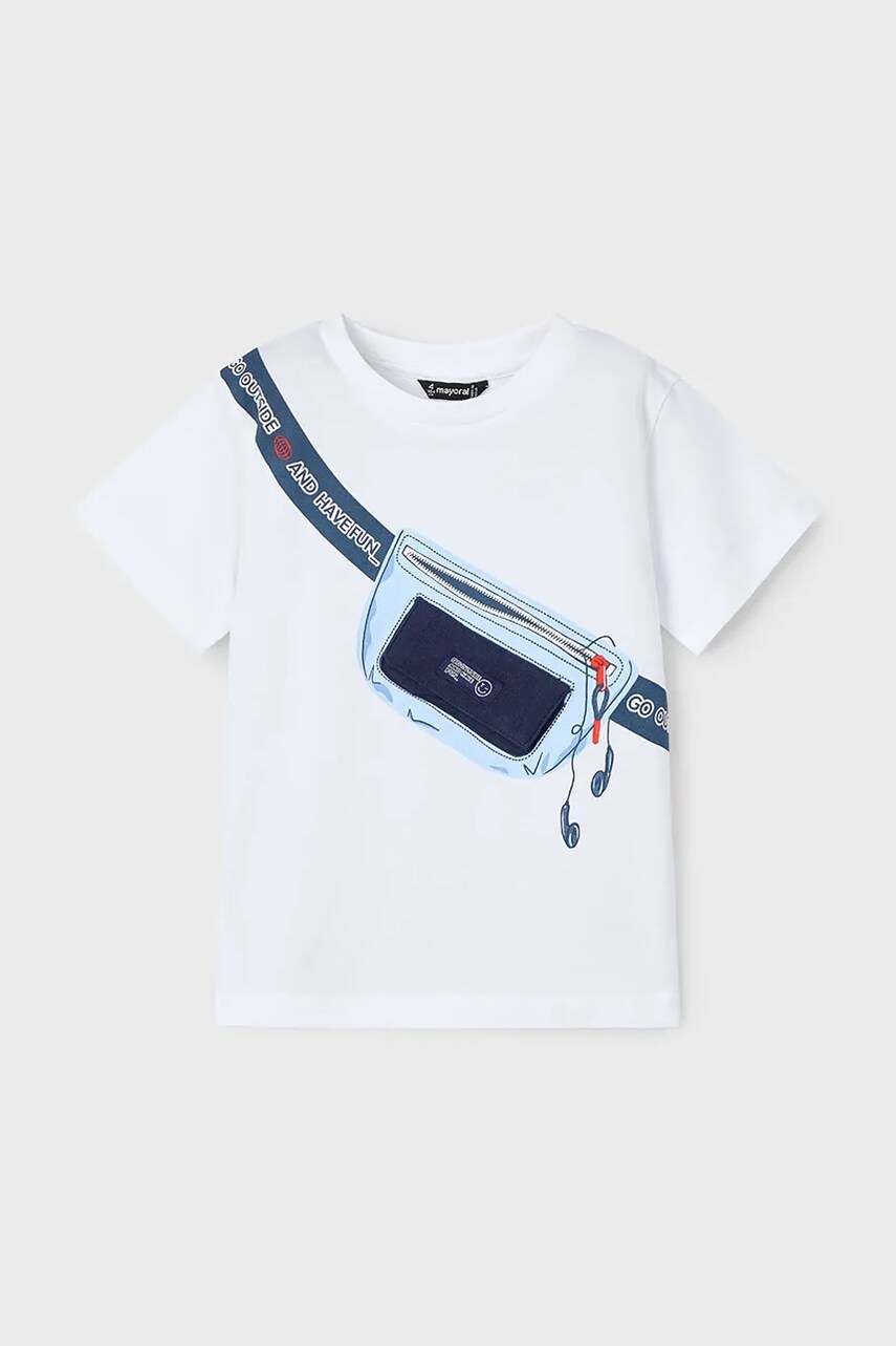 Mayoral tricou de bumbac pentru copii culoarea alb, cu imprimeu, 3036