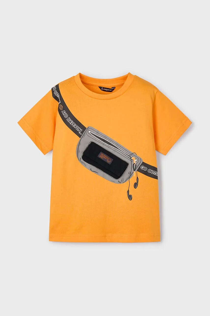 Mayoral tricou de bumbac pentru copii culoarea portocaliu, cu imprimeu, 3036