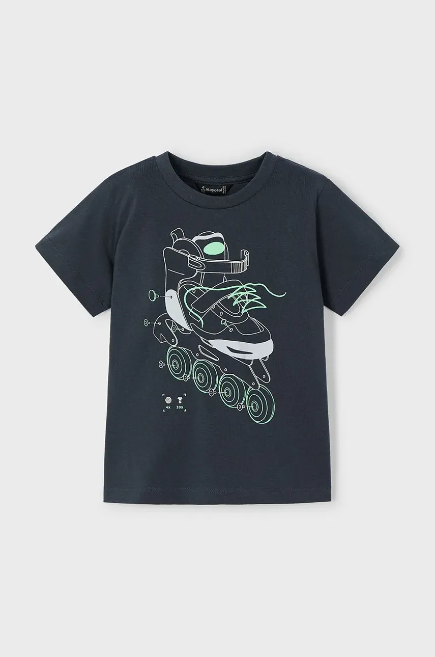 Mayoral tricou de bumbac pentru copii culoarea negru, cu imprimeu, 3037