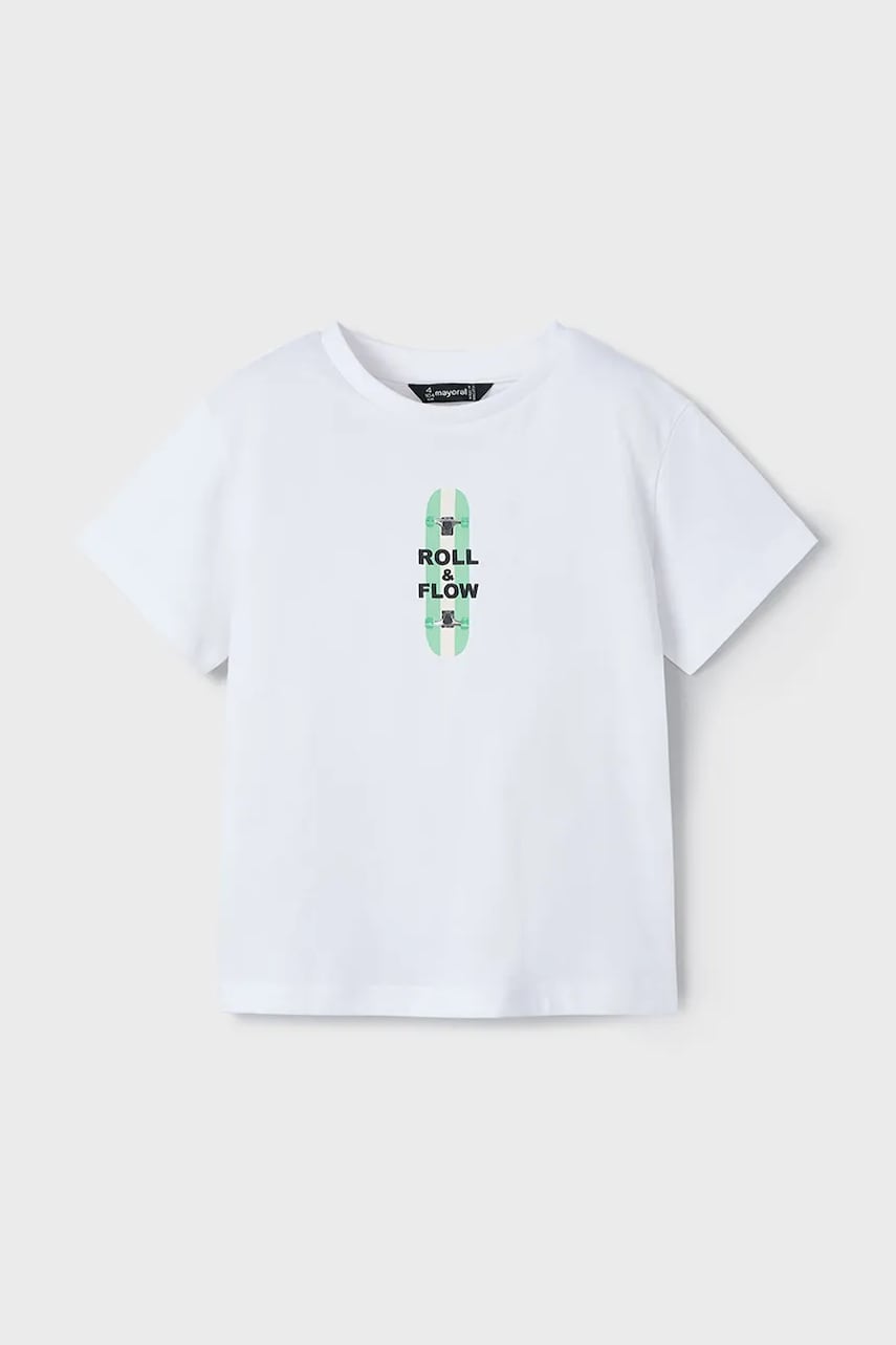 Mayoral tricou de bumbac pentru copii culoarea alb, cu imprimeu, 3039