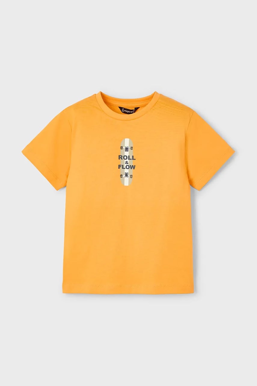 Mayoral tricou de bumbac pentru copii culoarea portocaliu, cu imprimeu, 3039 Mayoral tricou de bumbac pentru copii culoarea portocaliu, cu imprimeu, 3039