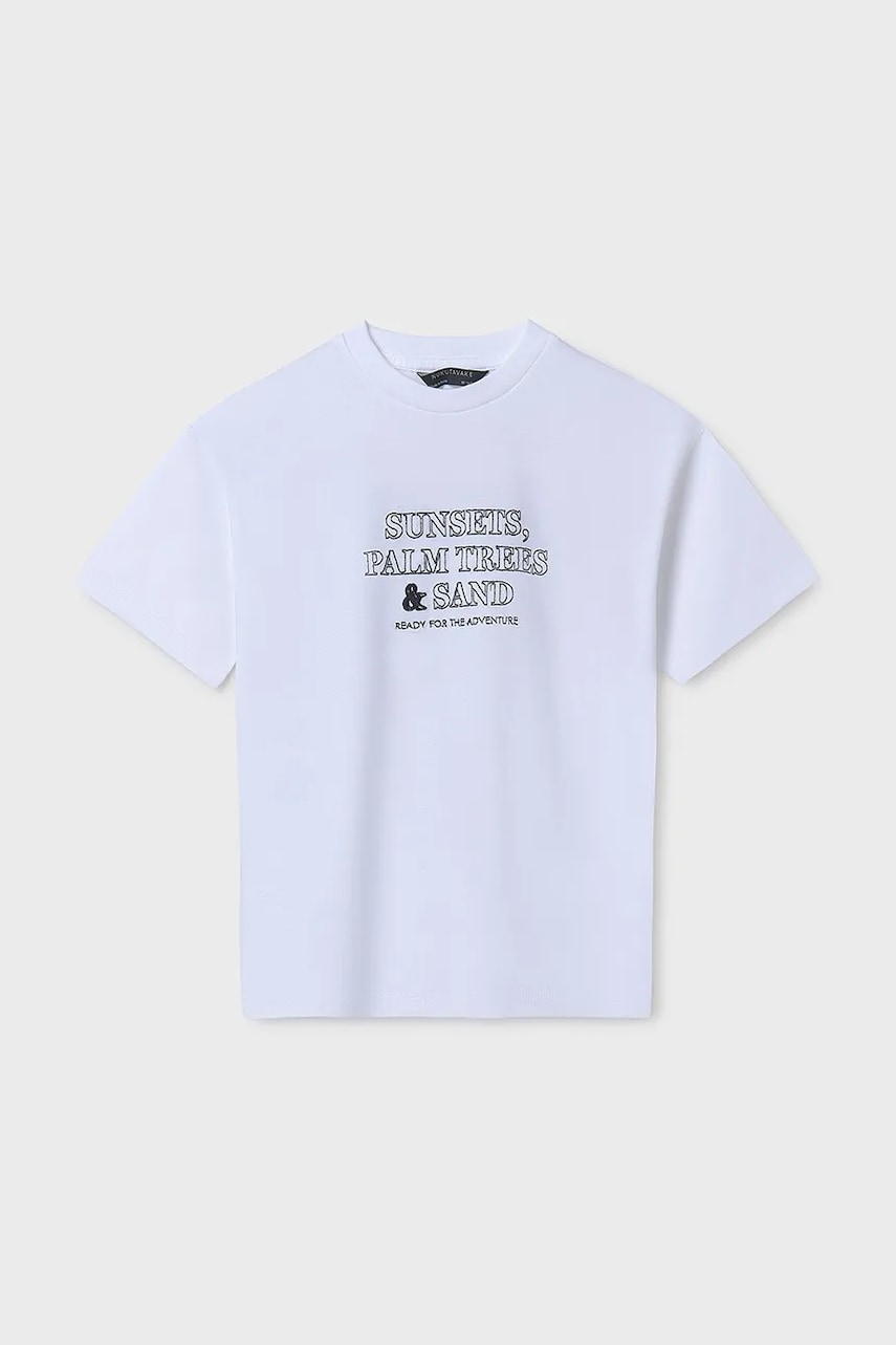 Mayoral tricou copii culoarea alb, cu imprimeu, 6010 Mayoral tricou copii culoarea alb, cu imprimeu, 6010