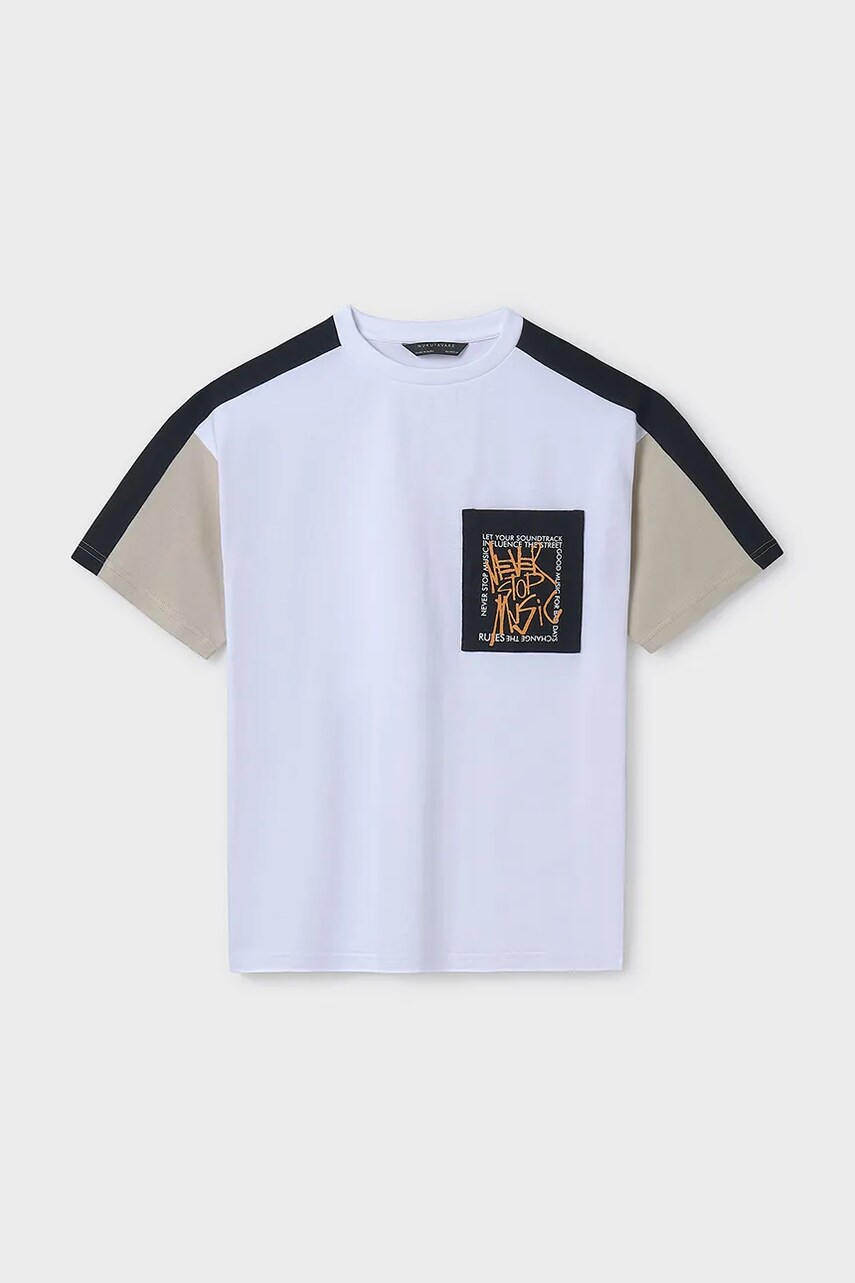 Mayoral tricou de bumbac pentru copii culoarea bej, cu imprimeu, 6015