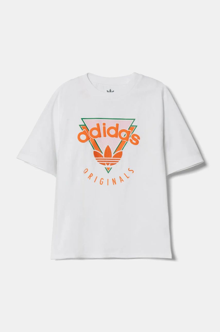 adidas Originals tricou de bumbac pentru copii culoarea alb, cu imprimeu, JC5861