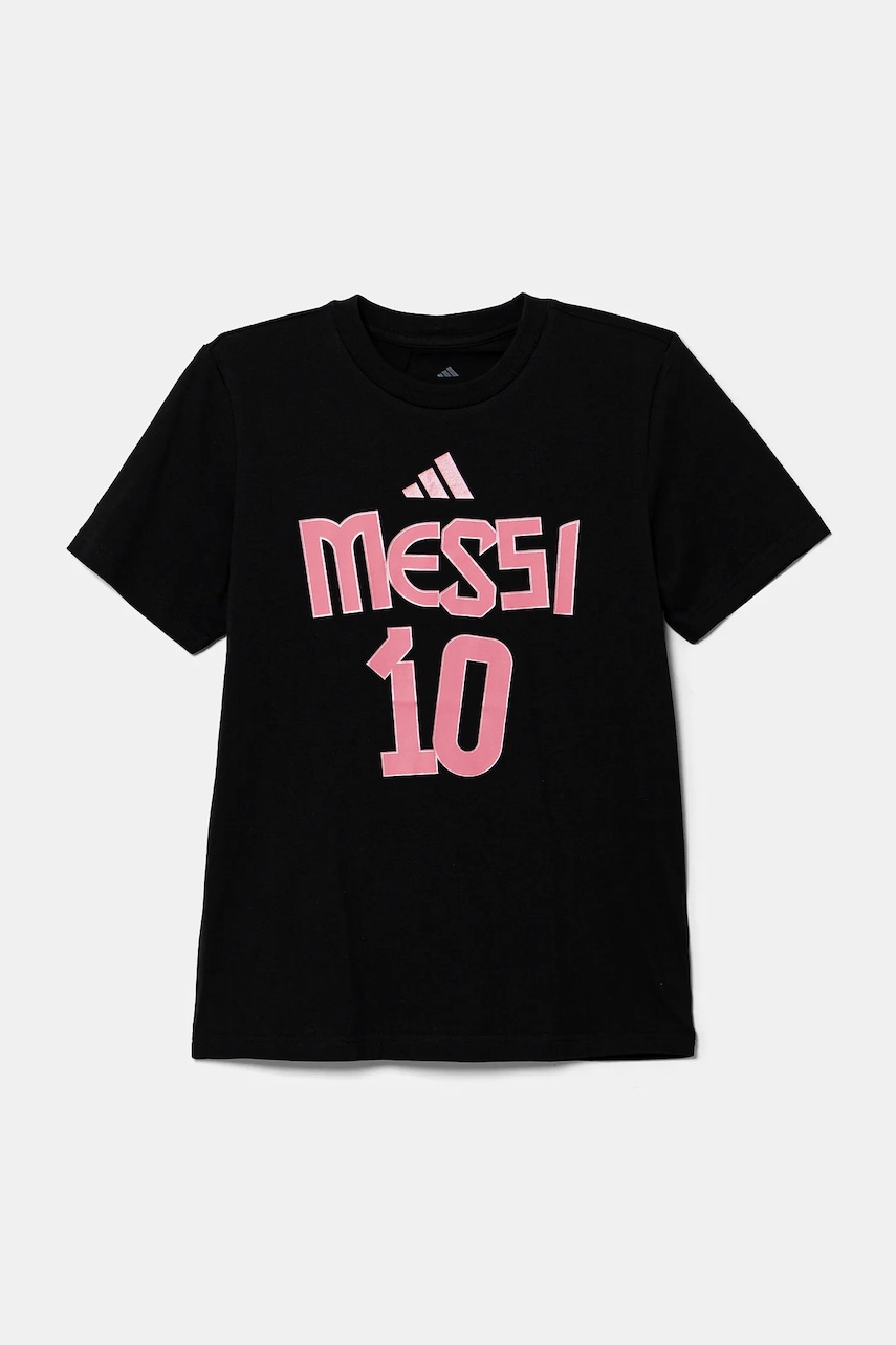 Детская хлопковая футболка adidas Performance MESSI цвет чёрный с принтом JM3553 Детская хлопковая футболка adidas Performance MESSI цвет чёрный с принтом JM3553