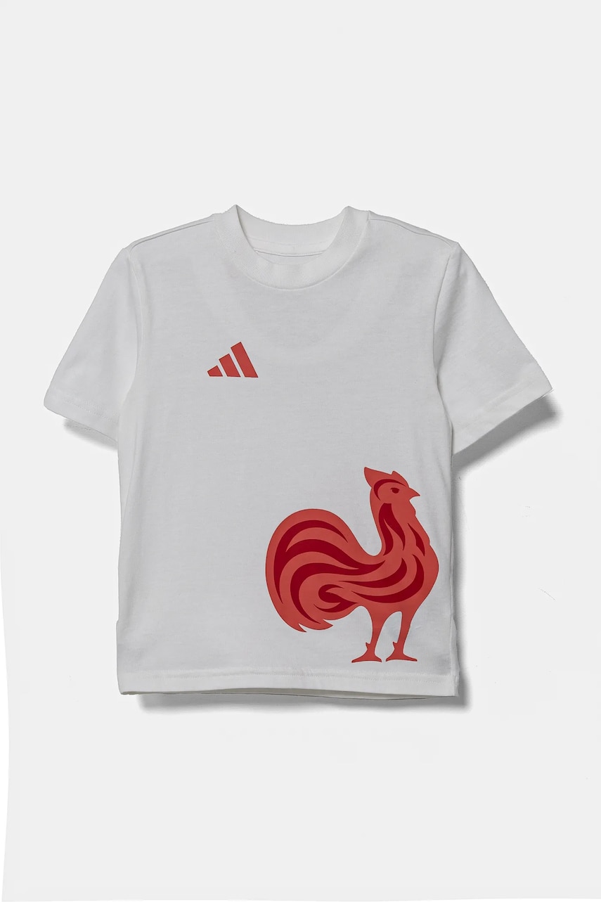 adidas Performance tricou de bumbac pentru copii culoarea alb, cu imprimeu, JN4155 adidas Performance tricou de bumbac pentru copii culoarea alb, cu imprimeu, JN4155