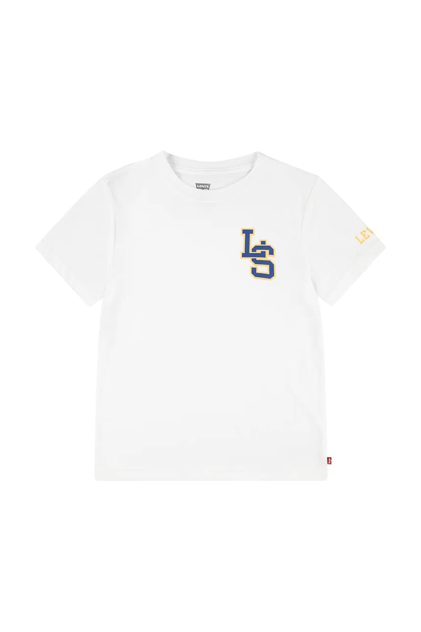 Levi's tricou de bumbac pentru copii "LS" MONOGRAM TEE culoarea alb, neted, 8EL402 Levi's tricou de bumbac pentru copii "LS" MONOGRAM TEE culoarea alb, neted, 8EL402