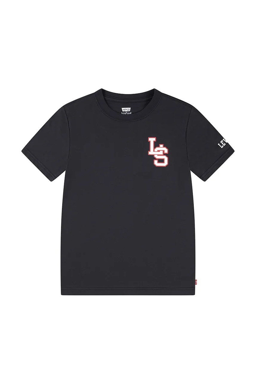 Levi's tricou de bumbac pentru copii "LS" MONOGRAM TEE culoarea negru, neted, 8EL402 Levi's tricou de bumbac pentru copii "LS" MONOGRAM TEE culoarea negru, neted, 8EL402
