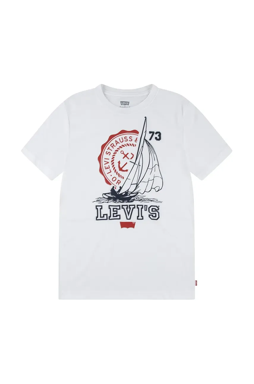 Levně Tričko Levi's COASTAL CLUB TEE bílá barva, s potiskem, 8EM281