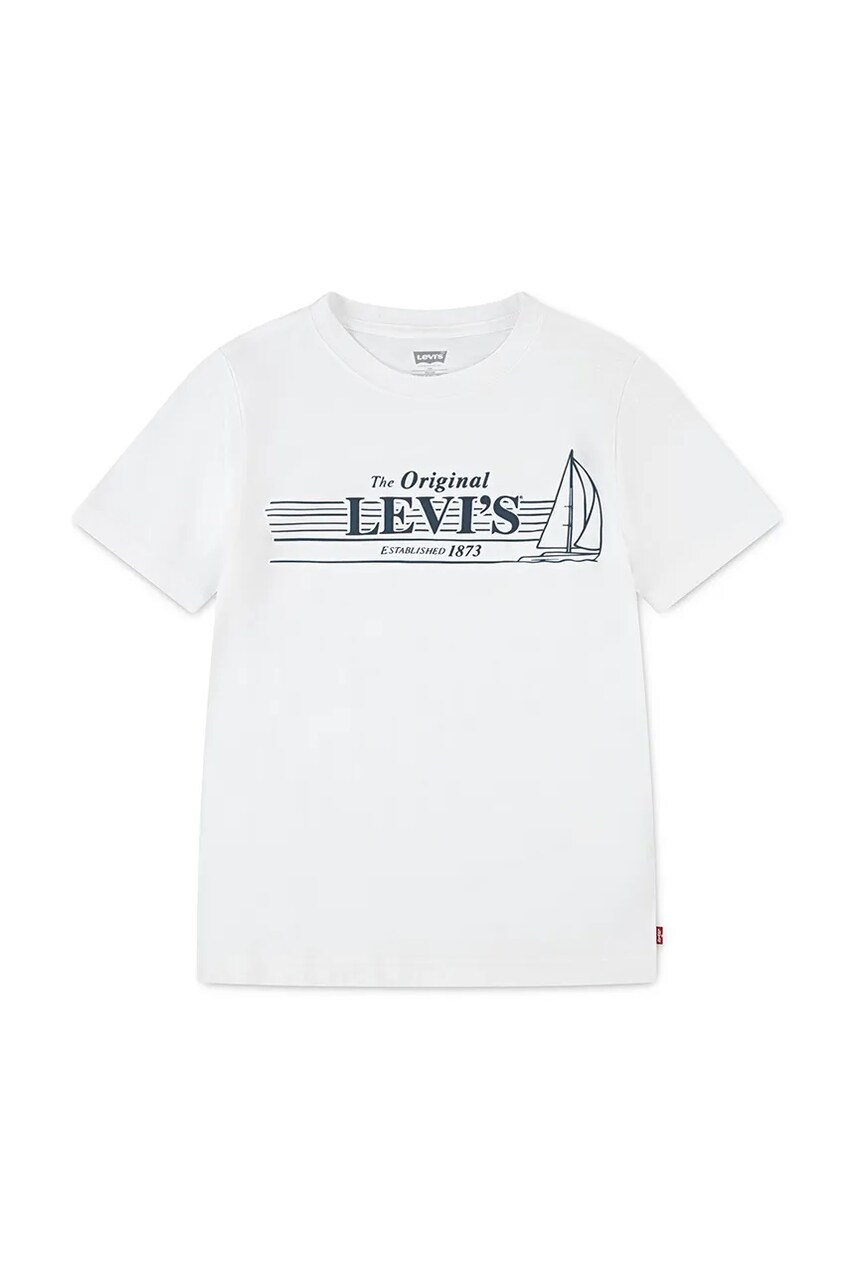 Levně Dětské tričko Levi's MID DAY SAIL TEE bílá barva, s potiskem, 8EM283
