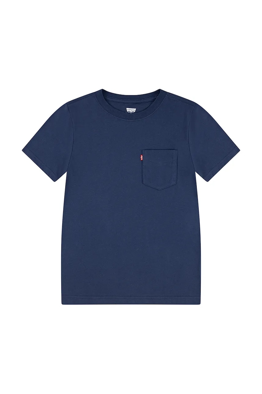 Levi's tricou de bumbac pentru copii SUNSET POCKET TEE culoarea albastru marin, neted, 8EM359 Levi's tricou de bumbac pentru copii SUNSET POCKET TEE culoarea albastru marin, neted, 8EM359