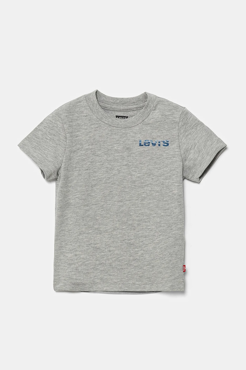 Levi's tricou copii NEW WAVE SPORTSWEAR LOGO TEE culoarea gri, cu imprimeu, 9EM659 Levi's tricou copii NEW WAVE SPORTSWEAR LOGO TEE culoarea gri, cu imprimeu, 9EM659