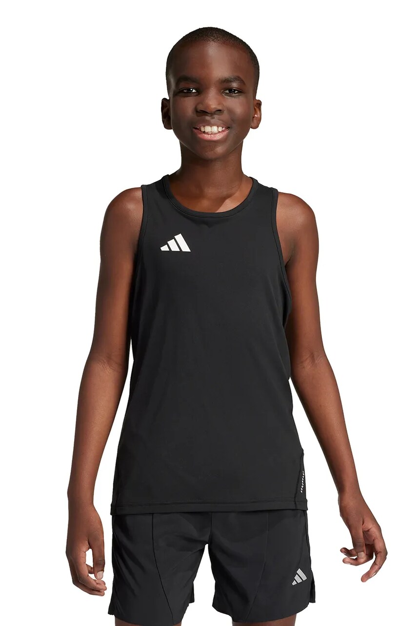Levně Dětský top adidas černá barva, s potiskem, IT5061