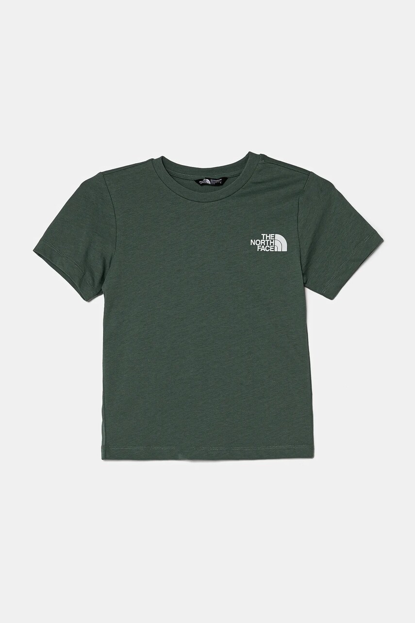 The North Face tricou de bumbac pentru copii BOX NSE S/S TEE culoarea verde, cu imprimeu, NF0A89VTHCH1