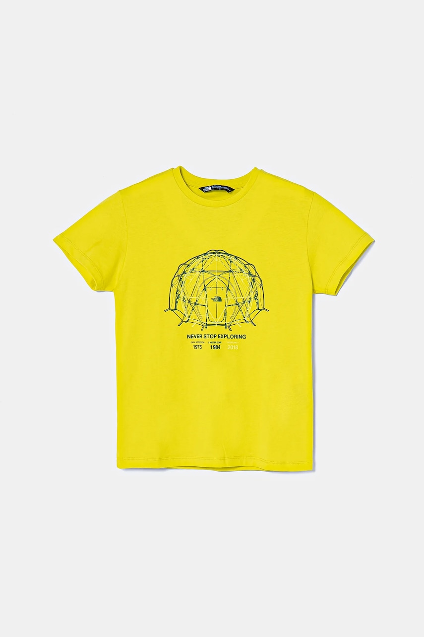 The North Face tricou de bumbac pentru copii GRAPHIC RELAXED S/S TEE culoarea verde, cu imprimeu, NF0A8AXGJE31