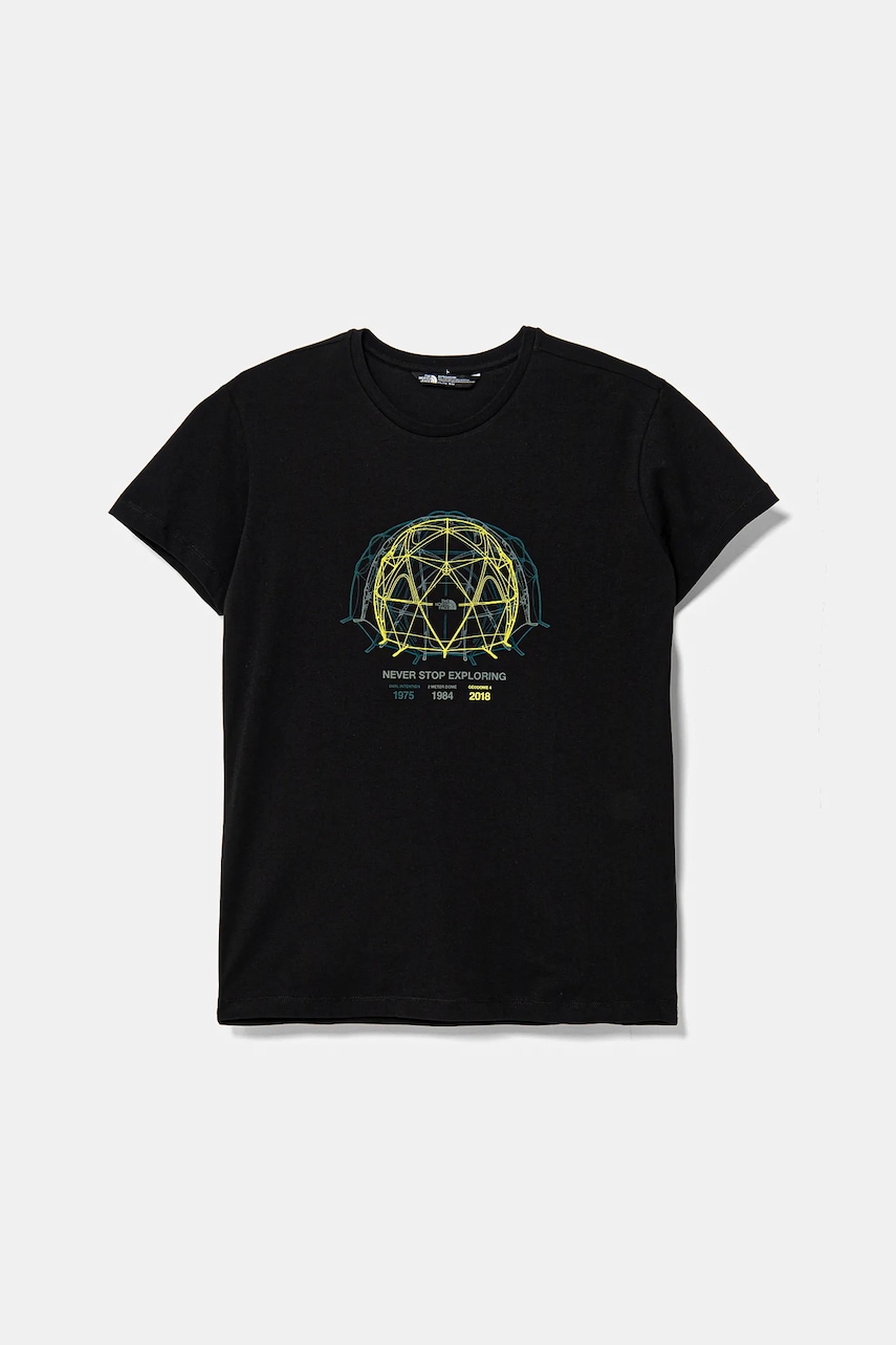The North Face tricou de bumbac pentru copii GRAPHIC RELAXED S/S TEE culoarea negru, cu imprimeu, NF0A8AXGJK31 The North Face tricou de bumbac pentru copii GRAPHIC RELAXED S/S TEE culoarea negru, cu imprimeu, NF0A8AXGJK31