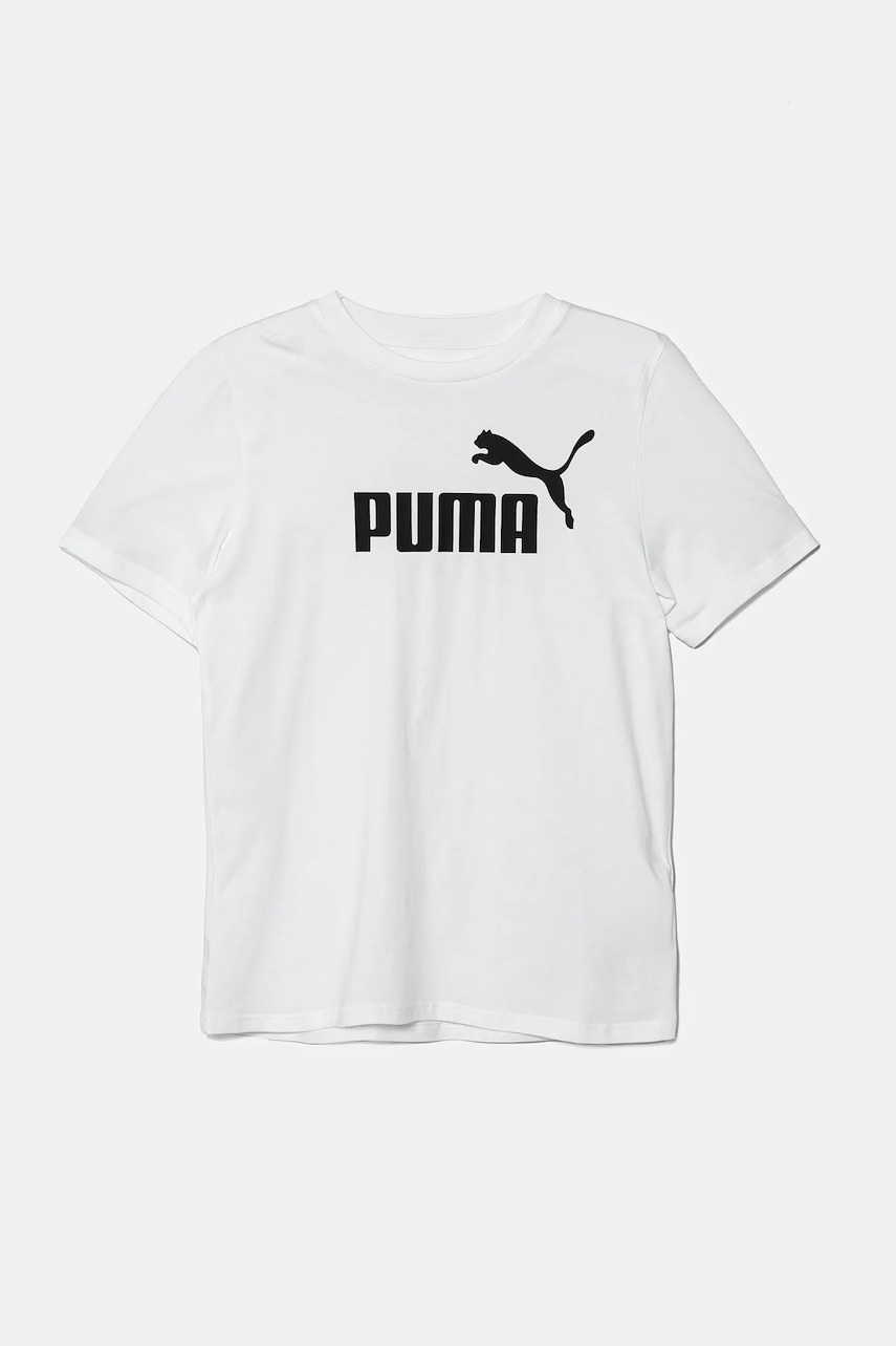 Детская хлопковая футболка Puma ESS No. 1 Logo Tee цвет белый с принтом 684906 Детская хлопковая футболка Puma ESS No. 1 Logo Tee цвет белый с принтом 684906