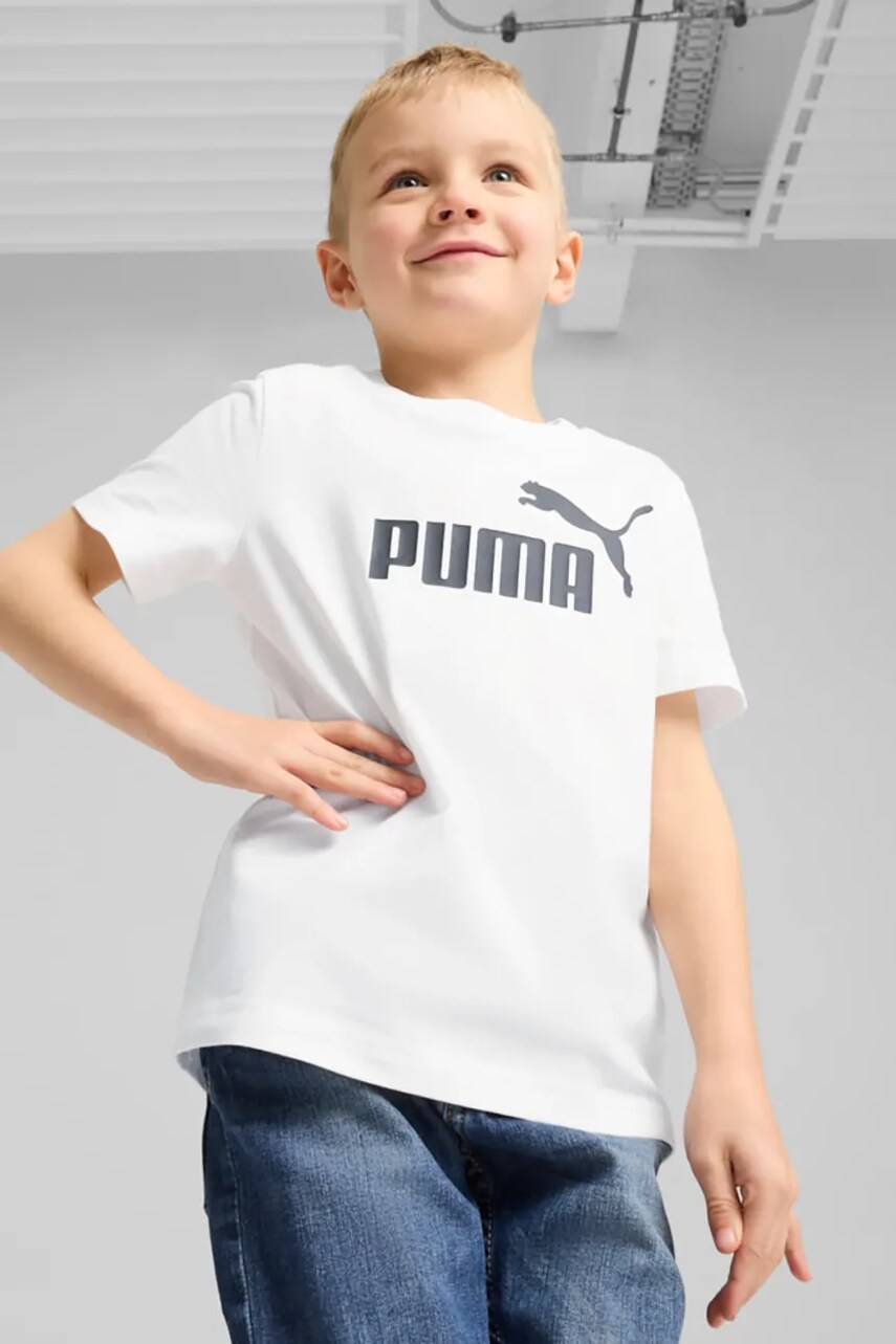 Puma tricou de bumbac pentru copii ESS No. 1 Logo Tee culoarea alb, cu imprimeu, 684930
