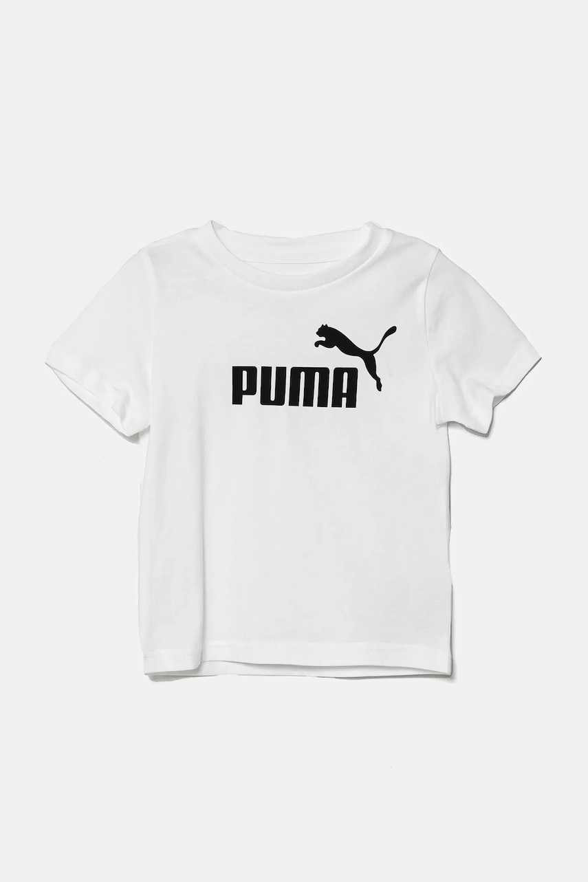 Детская хлопковая футболка Puma ESS No. 1 Logo Tee цвет белый с принтом 684930 Детская хлопковая футболка Puma ESS No. 1 Logo Tee цвет белый с принтом 684930