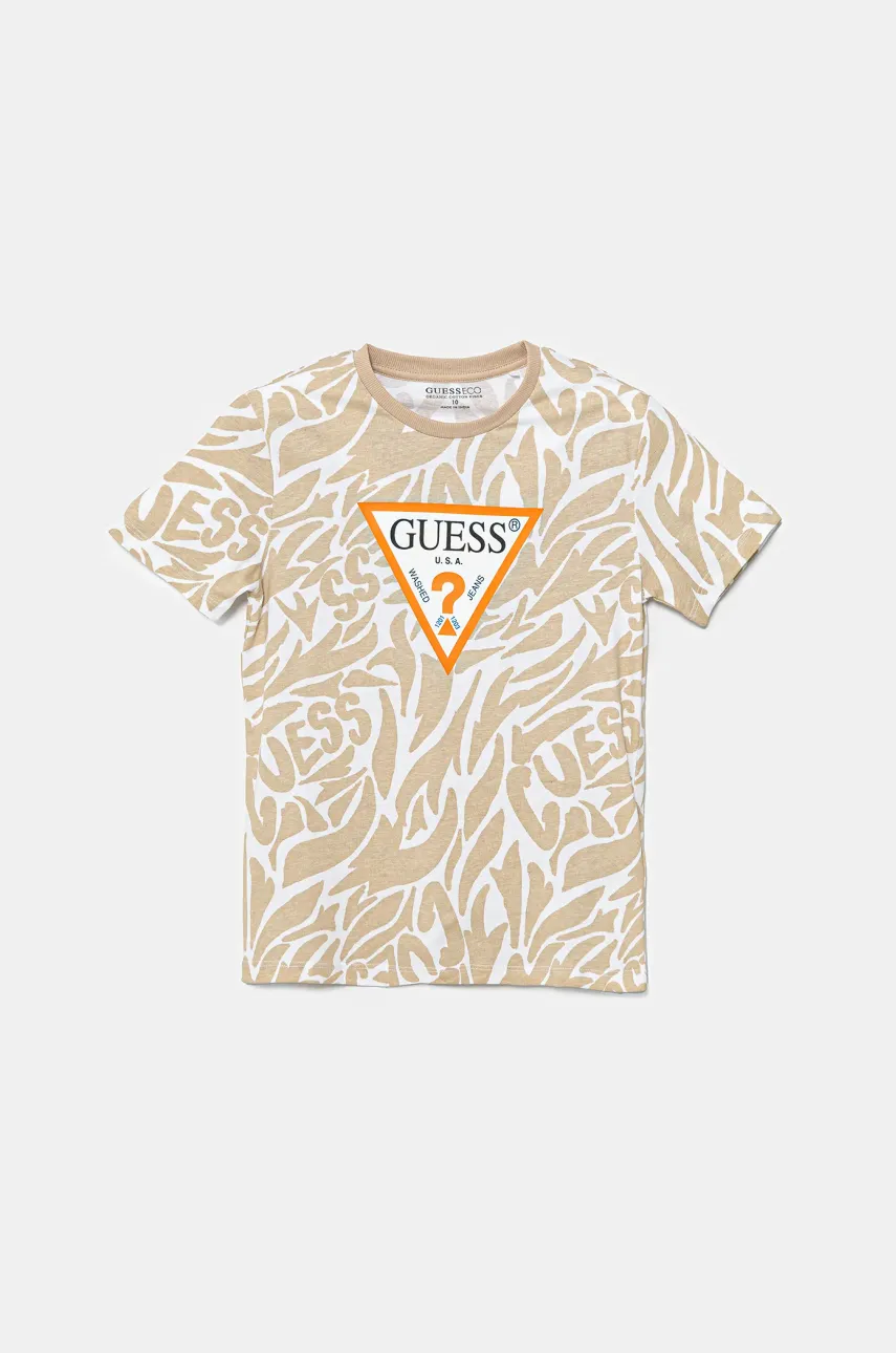 Levně Dětské bavlněné tričko Guess zelená barva, L5GI03 K8HM4