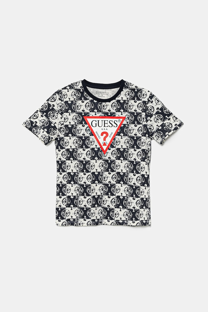 Levně Dětské bavlněné tričko Guess tmavomodrá barva, L5GI03 K8HM4
