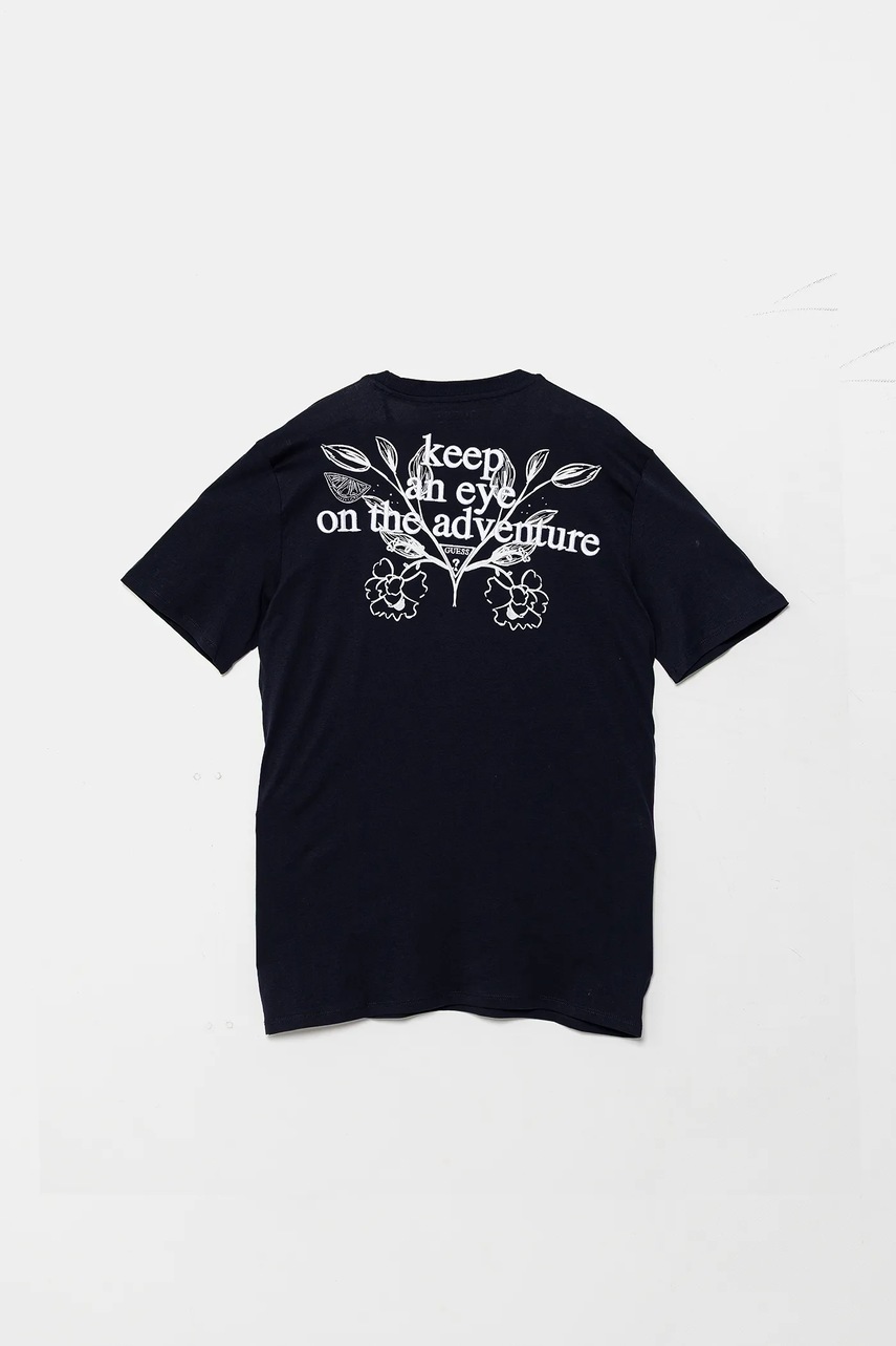 Детская хлопковая футболка Guess цвет синий с принтом L5GI09 K8HM4 Детская хлопковая футболка Guess цвет синий с принтом L5GI09 K8HM4