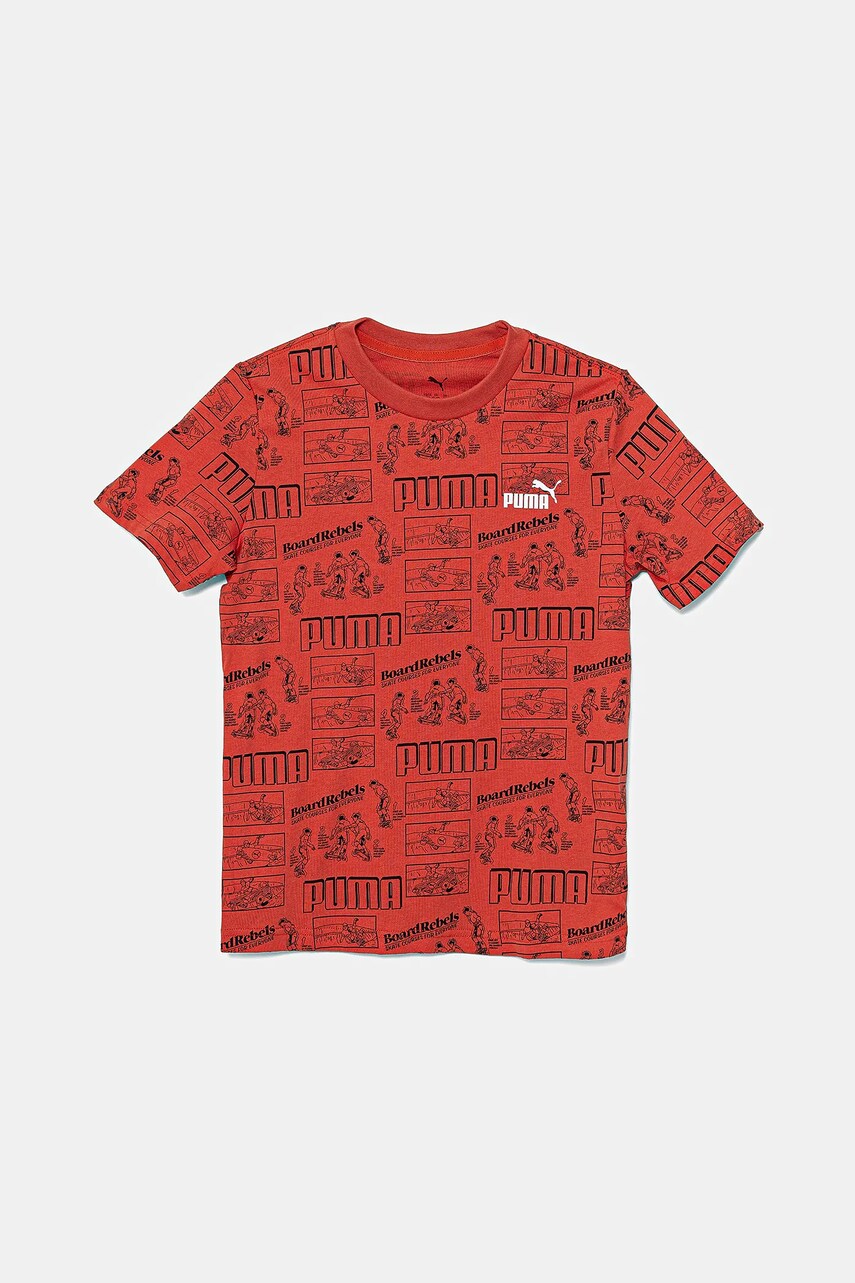 Puma tricou de bumbac pentru copii MID90S AOP Tee culoarea rosu, cu imprimeu, 685146