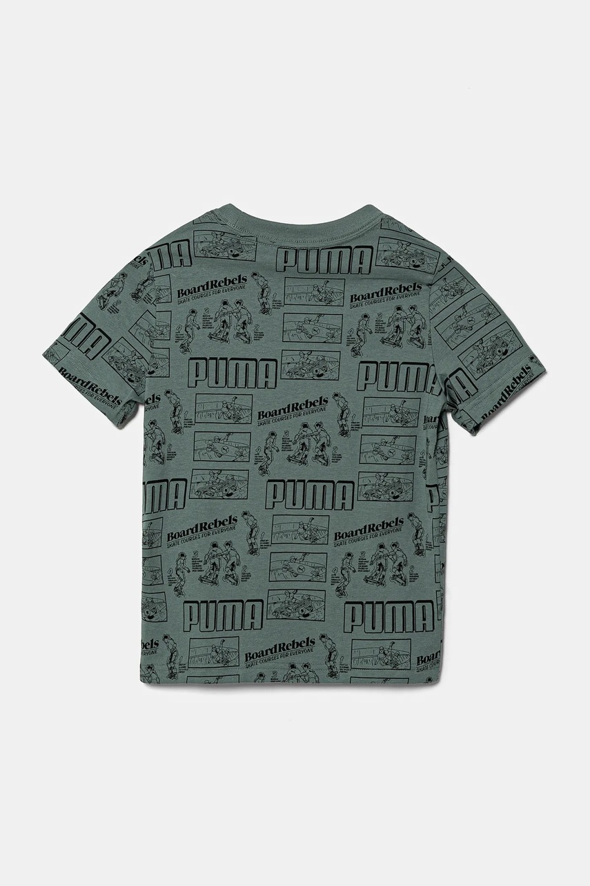 Детская хлопковая футболка Puma MID90S AOP Tee цвет зелёный узорная 685146 Детская хлопковая футболка Puma MID90S AOP Tee цвет зелёный узорная 685146
