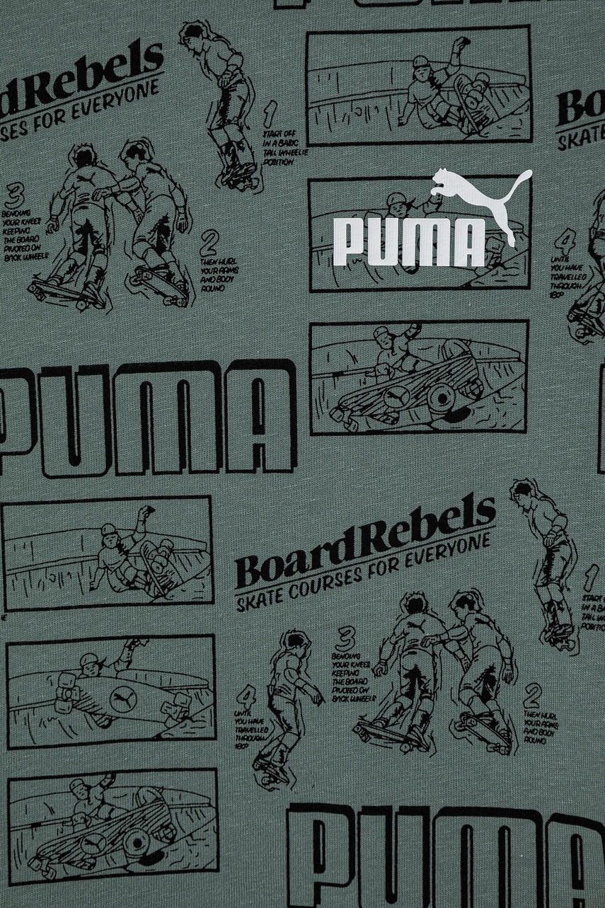Puma gyerek pamut póló MID90S AOP Tee zöld, mintás, 685146 termék 2. képe