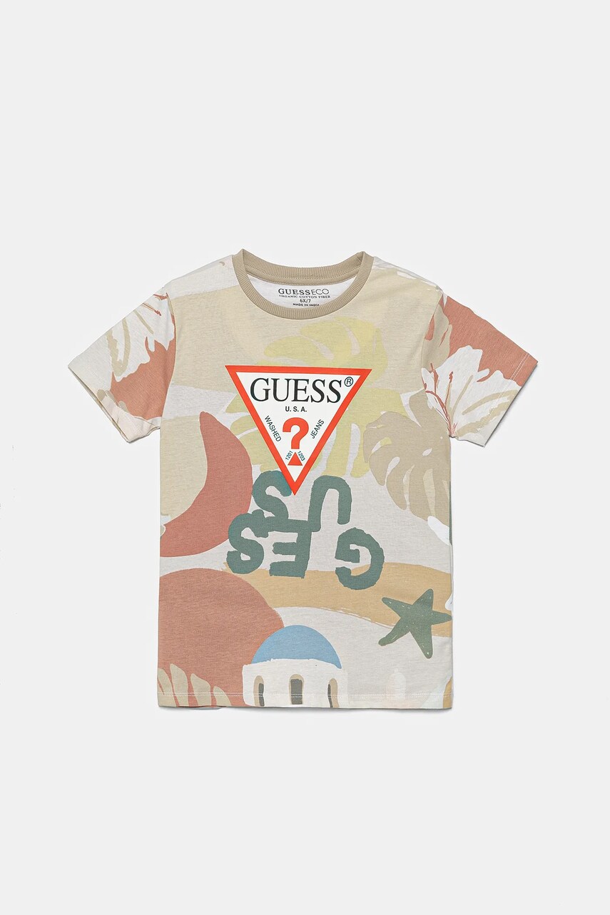 Levně Dětské bavlněné tričko Guess béžová barva, N5GI07 K8HM4