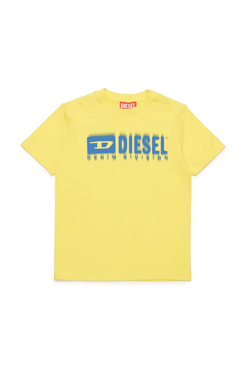 Diesel tricou de bumbac pentru copii TDIEGORL6 T-SHIRT culoarea galben, cu imprimeu, J02033