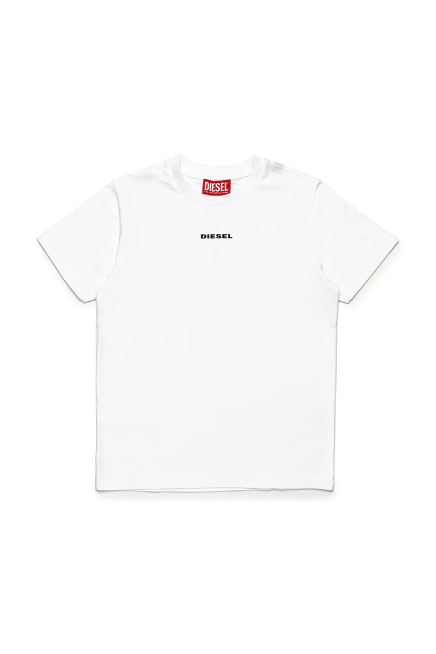 Diesel tricou de bumbac pentru copii UTATOR UW T-SHIRT culoarea alb, cu imprimeu, J02078