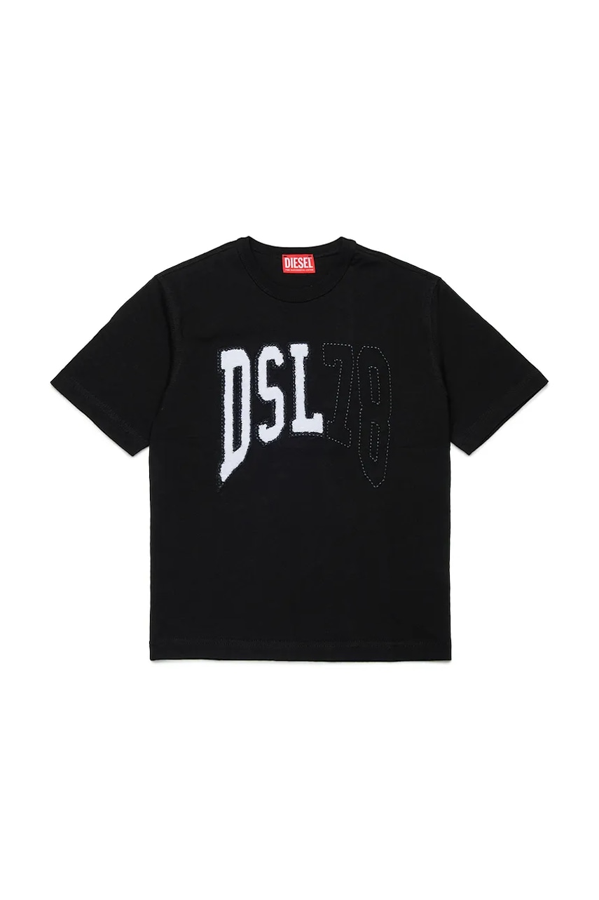 Diesel tricou de bumbac pentru copii TWASHN OVER T-SHIRT culoarea negru, cu imprimeu, J02228 Diesel tricou de bumbac pentru copii TWASHN OVER T-SHIRT culoarea negru, cu imprimeu, J02228