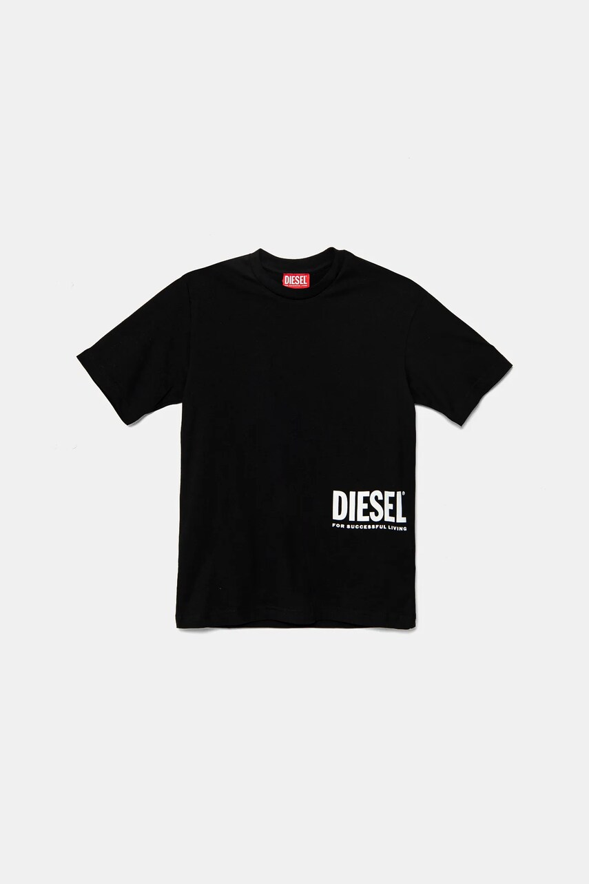 Diesel tricou de bumbac pentru copii MTFIND OVER T-SHIRTS culoarea negru, cu imprimeu, J02283
