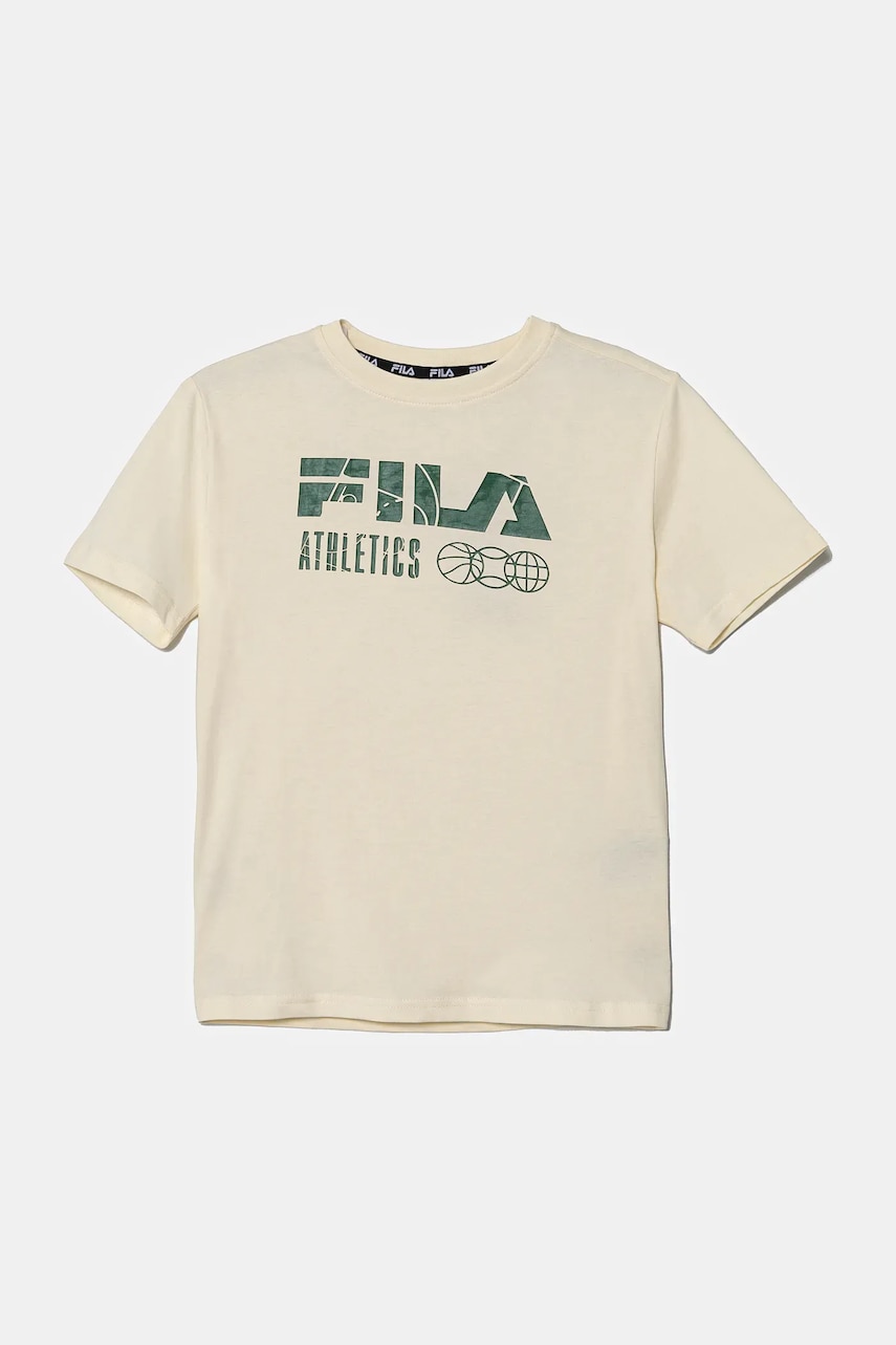 Fila tricou de bumbac pentru copii IFFEZHEIM culoarea bej, cu imprimeu, FAT0667 Fila tricou de bumbac pentru copii IFFEZHEIM culoarea bej, cu imprimeu, FAT0667