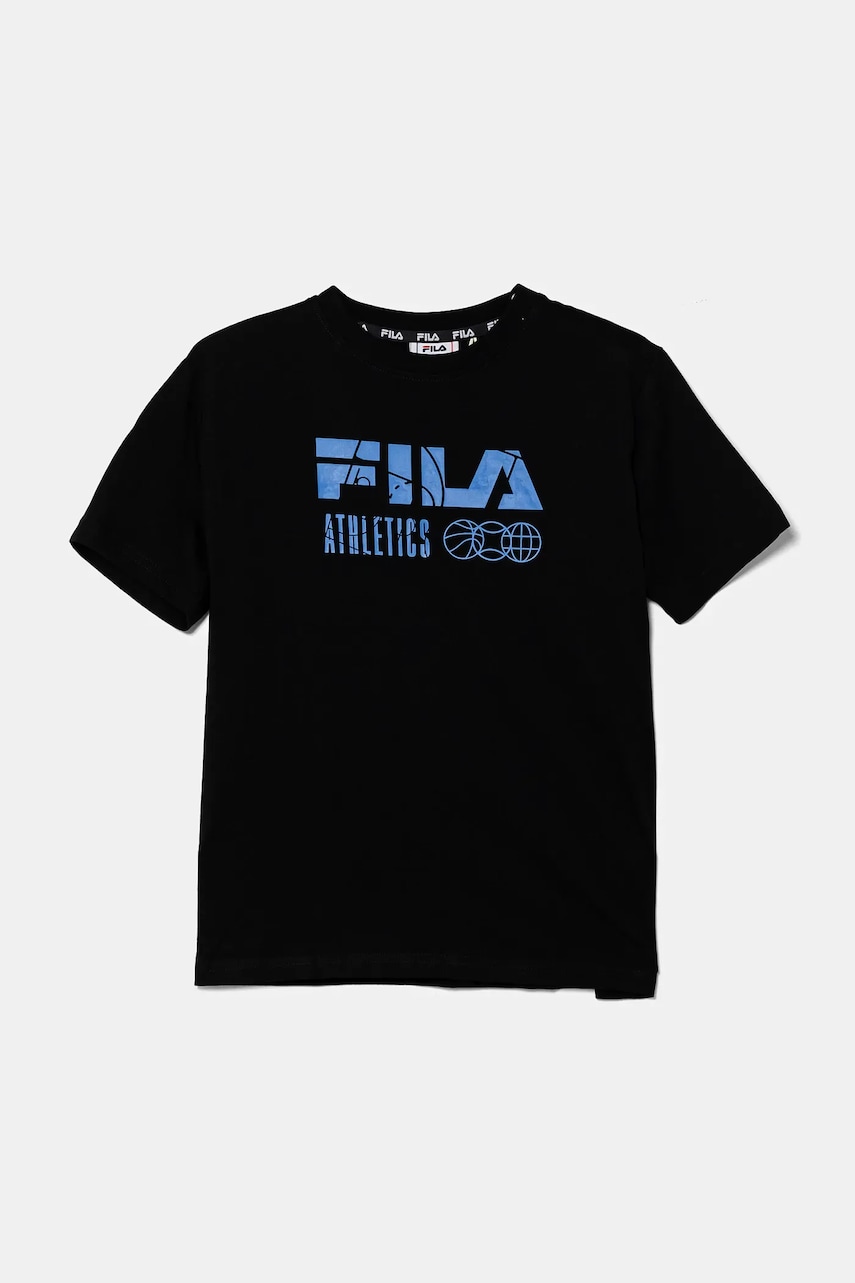 Fila tricou de bumbac pentru copii IFFEZHEIM culoarea negru, cu imprimeu, FAT0667 Fila tricou de bumbac pentru copii IFFEZHEIM culoarea negru, cu imprimeu, FAT0667