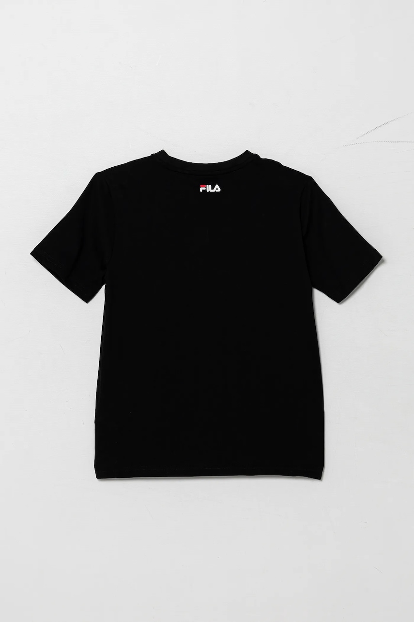 Детская хлопковая футболка Fila ILLERTISSEN цвет чёрный с принтом FAT0679 Детская хлопковая футболка Fila ILLERTISSEN цвет чёрный с принтом FAT0679