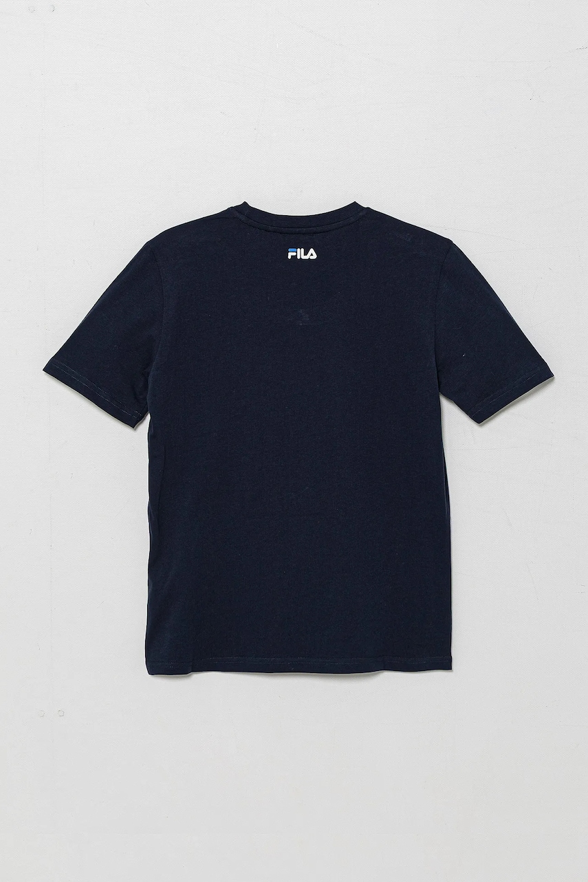 Детская хлопковая футболка Fila ILLERRIEDEN цвет синий с принтом FAT0681 Детская хлопковая футболка Fila ILLERRIEDEN цвет синий с принтом FAT0681