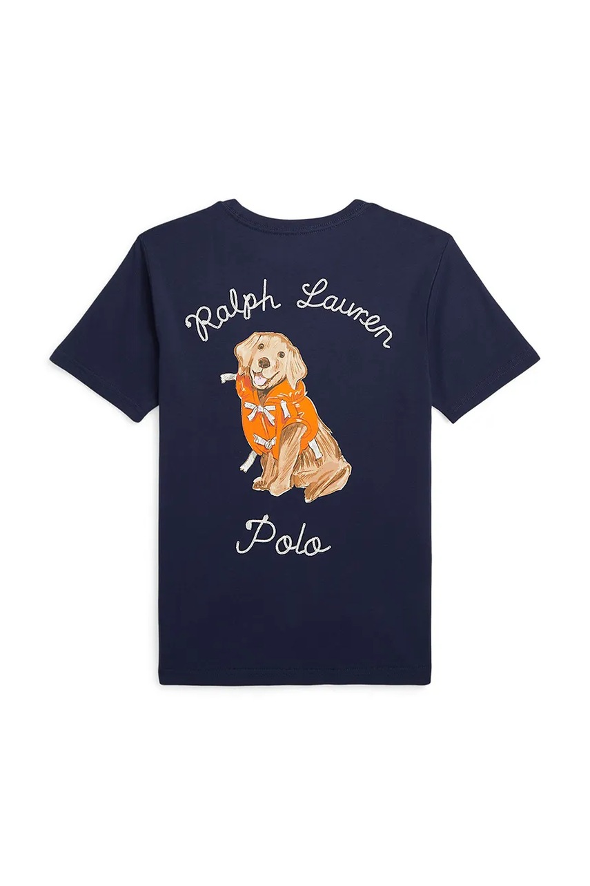 Levně Dětské bavlněné tričko Polo Ralph Lauren tmavomodrá barva, s potiskem, 323964136001