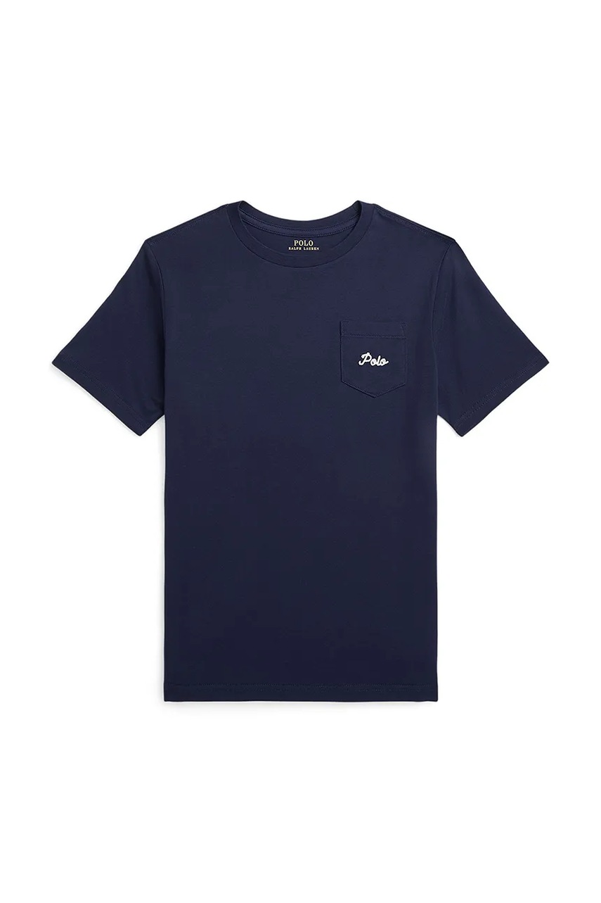 Детская хлопковая футболка Polo Ralph Lauren цвет синий с принтом 323964136001 Детская хлопковая футболка Polo Ralph Lauren цвет синий с принтом 323964136001