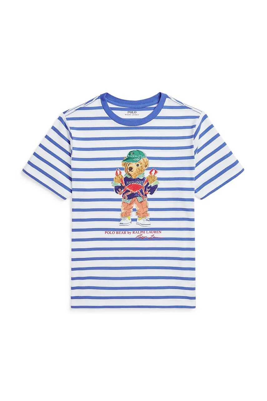 Levně Dětské bavlněné tričko Polo Ralph Lauren modrá barva, 323965904001