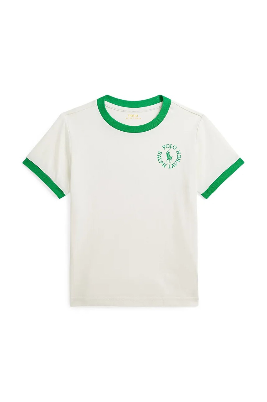 Levně Dětské bavlněné tričko Polo Ralph Lauren bílá barva, 322964454001