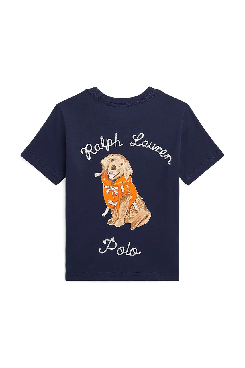 Levně Dětské bavlněné tričko Polo Ralph Lauren tmavomodrá barva, s potiskem, 322964136001